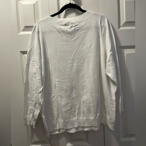 Lands End White Cotton Sweater